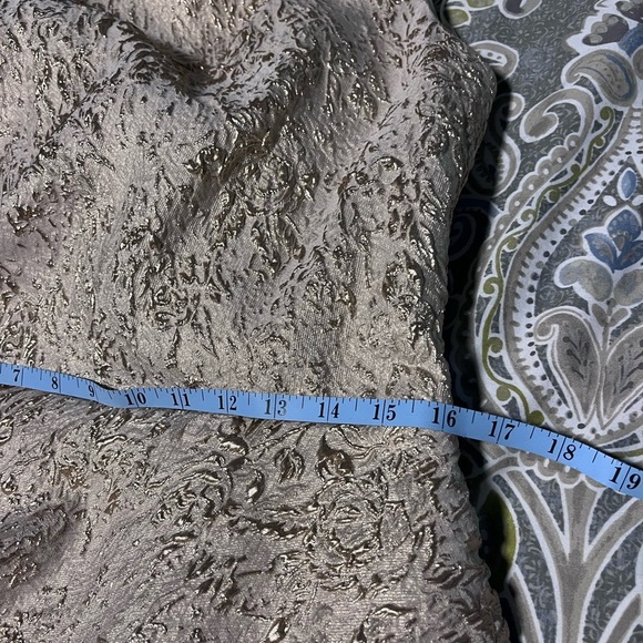 Teri Jon Gold Designer gown Jacquard one shoulder,
side ruffle size 12 - Picture 5 of 10